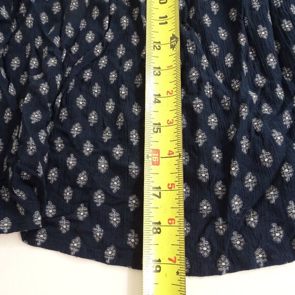 Hollister Top Women Size S Navy Blue Boho With Crochet Detail Long Sleeve FLAW - Picture 10 of 13